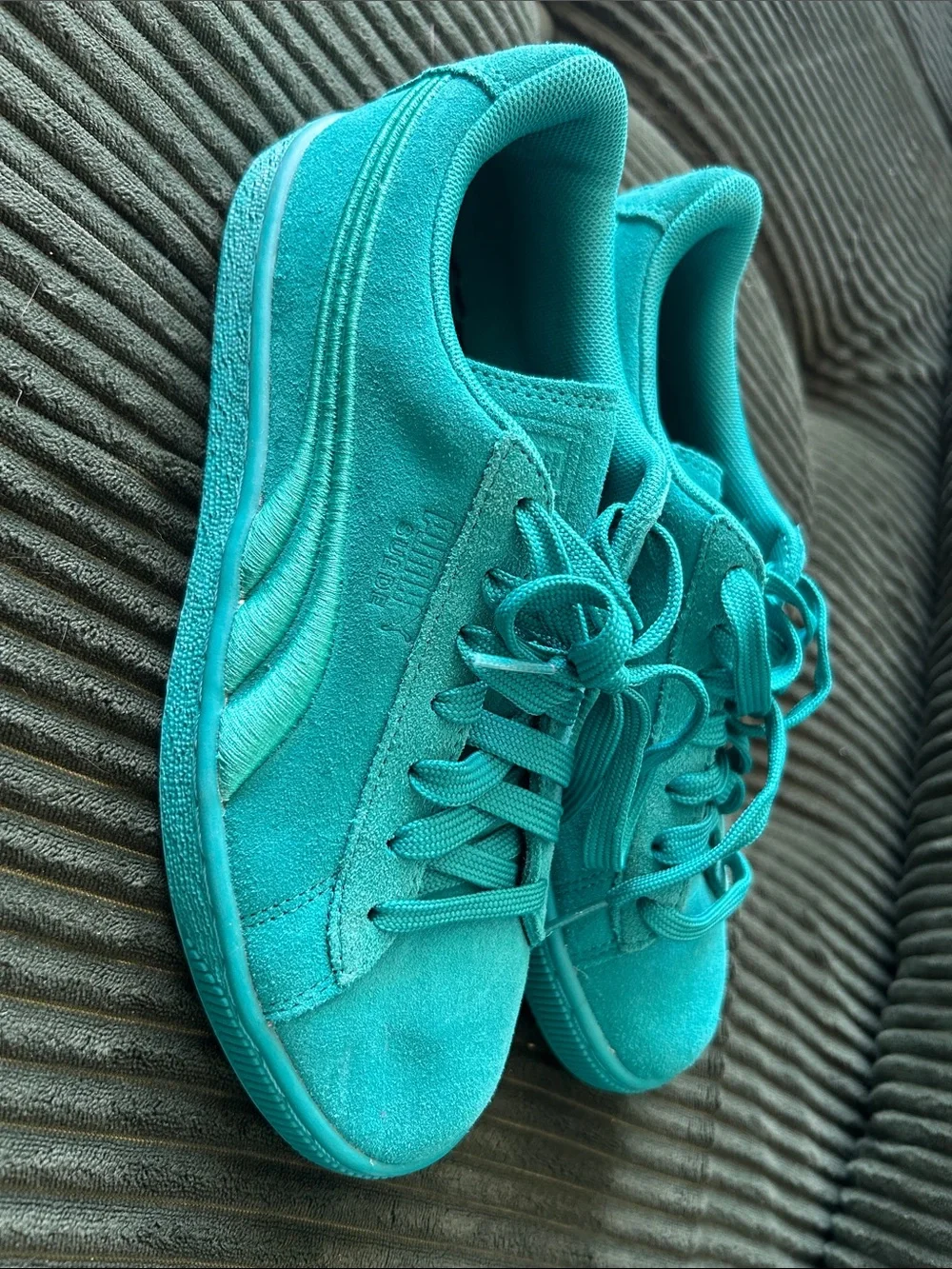 Puma Teal Suede Low-Top Sneakers